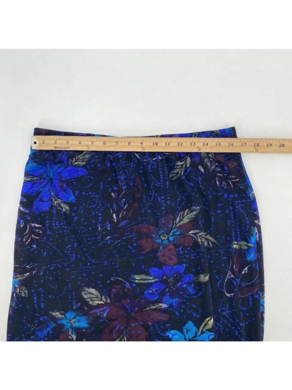 Chicos Layered Mesh Floral Print Midi Skirt Blue Black Womens Size 3 XL Vintage